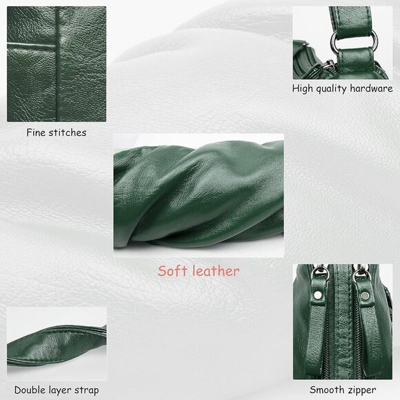 🆕 Volganik Rock PU Leather Shoulder Bag Women Green Soft Pocketbooks Purse - Picture 6 of 6